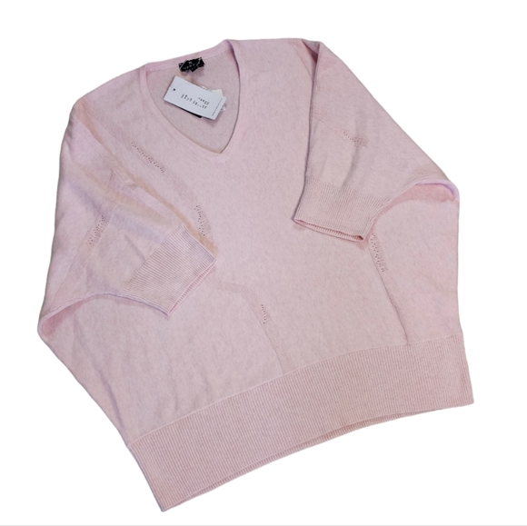 *NWT* Marble Soft Pink Knitted V-Neck Sweater - Picture 3 of 7